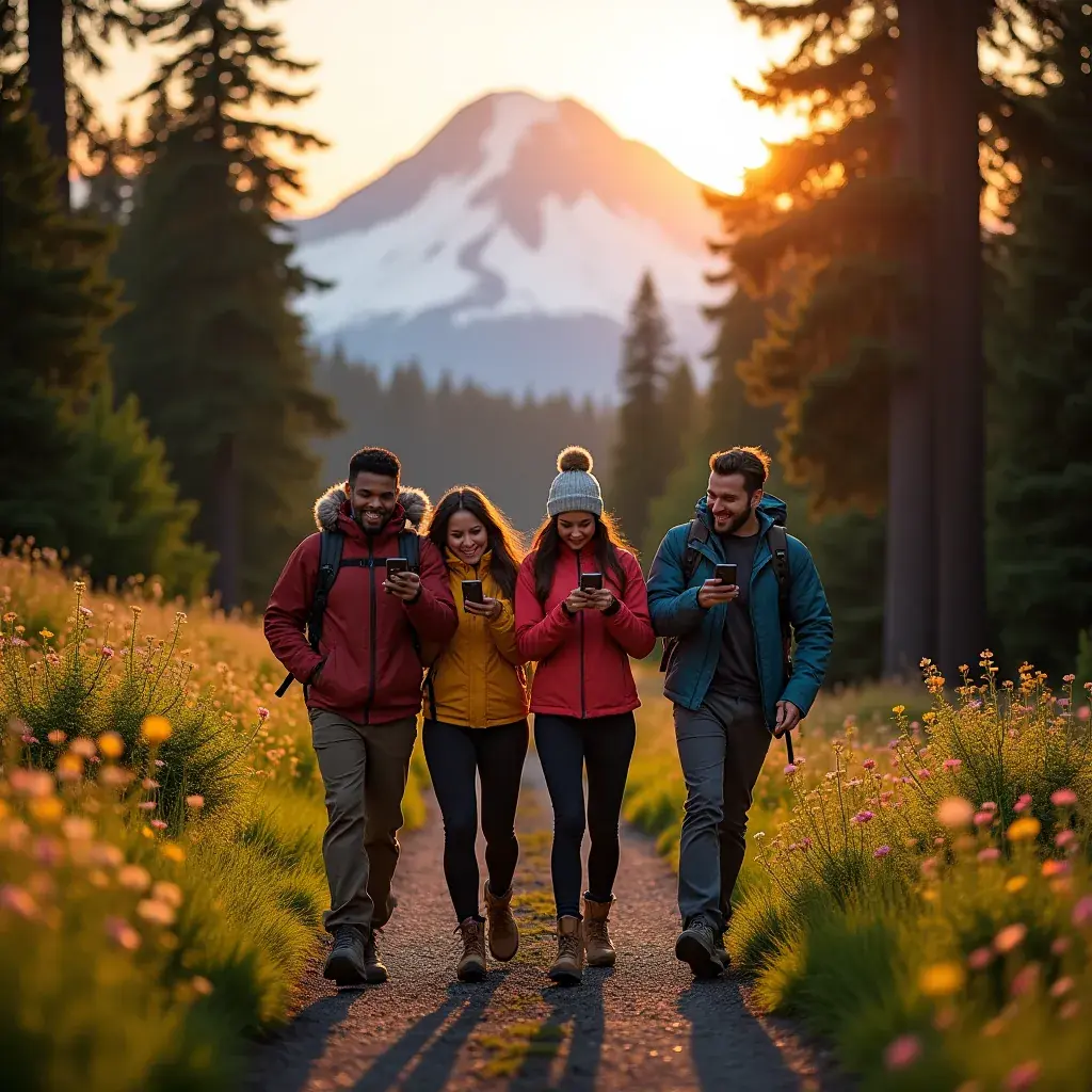 Wodospad Multnomah w Oregonie otoczony bujną roślinnością