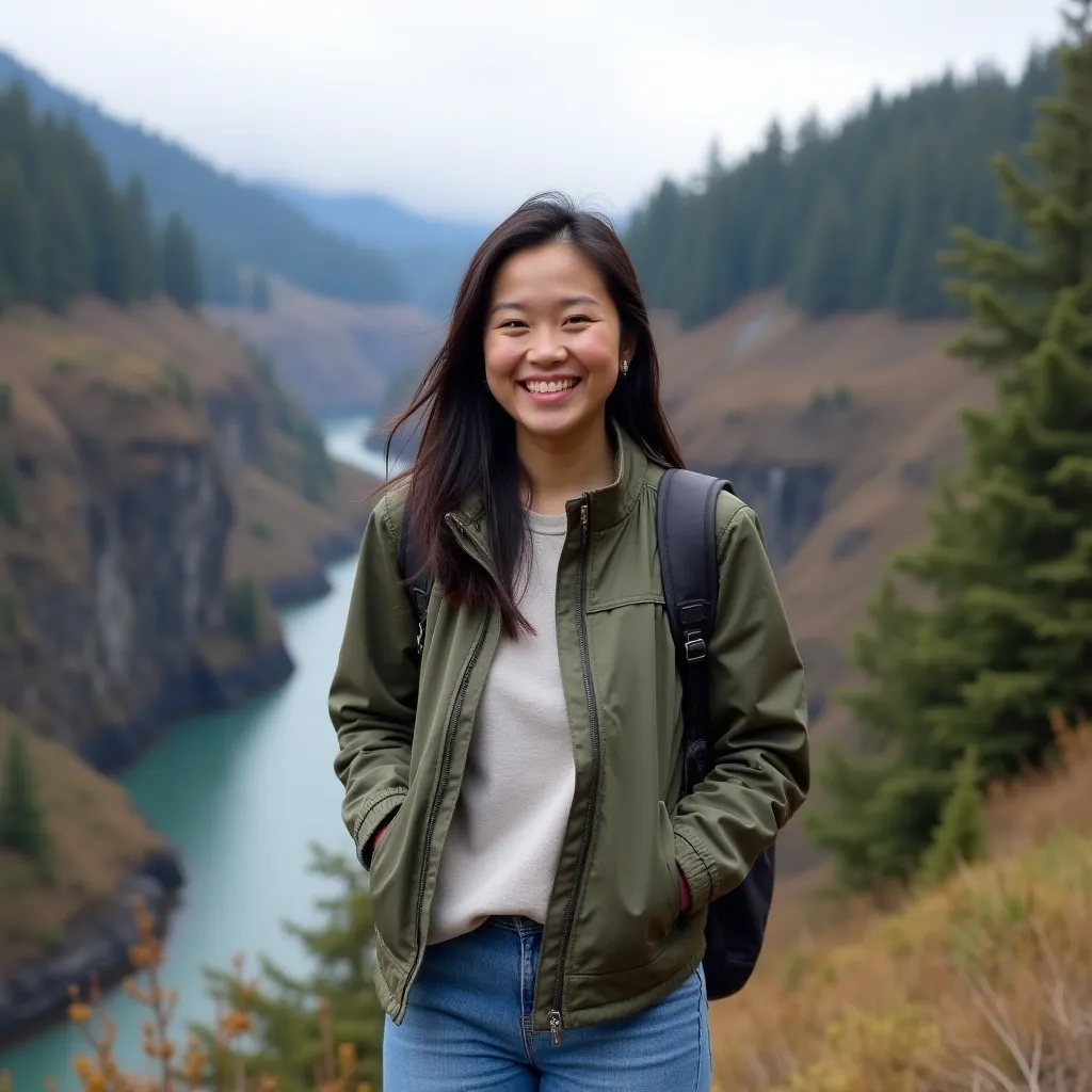 Zielony las deszczowy w stanie Oregon z gęstą roślinnością